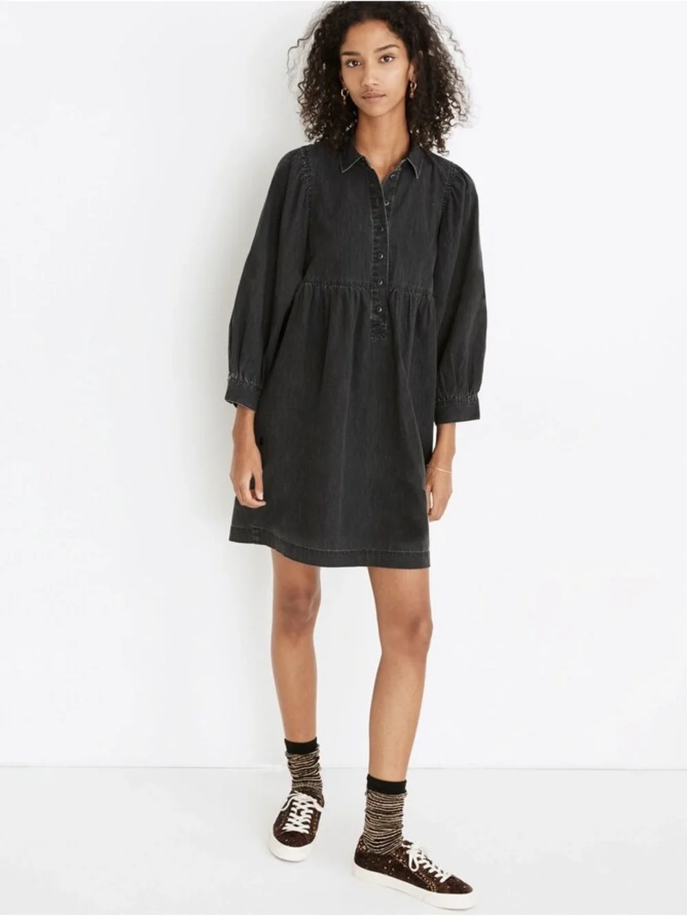 Madewell Denim Babydoll Shirtdress Size XL NWT in Washed Black